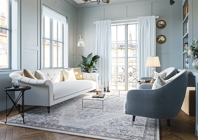 Lace Stripes, River - Made to Measure Curtains - Image 8